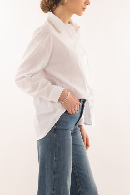 Camicia con collo perline da Donna Susy mix - Bianco