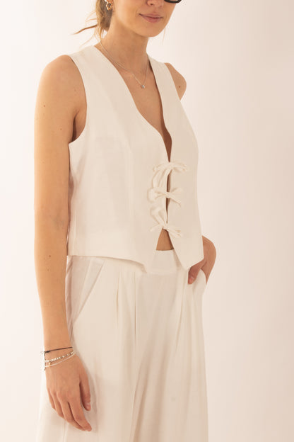 Gilet con fiocchi da Donna Susy mix - Bianco