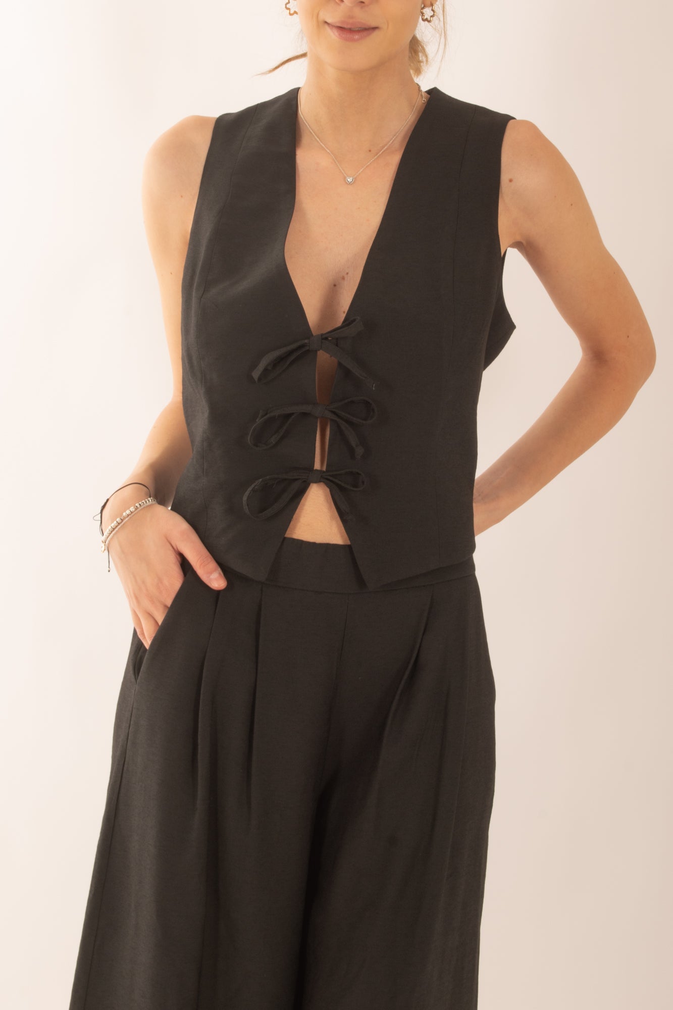 Gilet con fiocchi da Donna Susy mix - nero