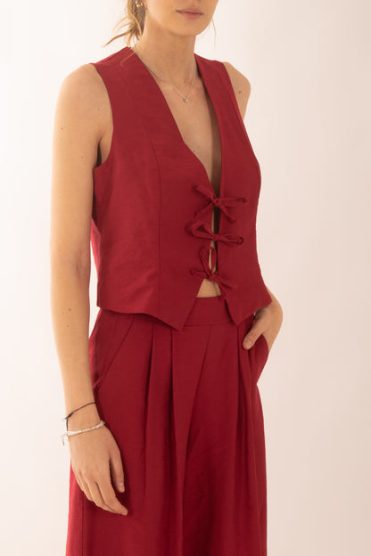 Gilet con fiocchi da Donna Susy mix - Rosso