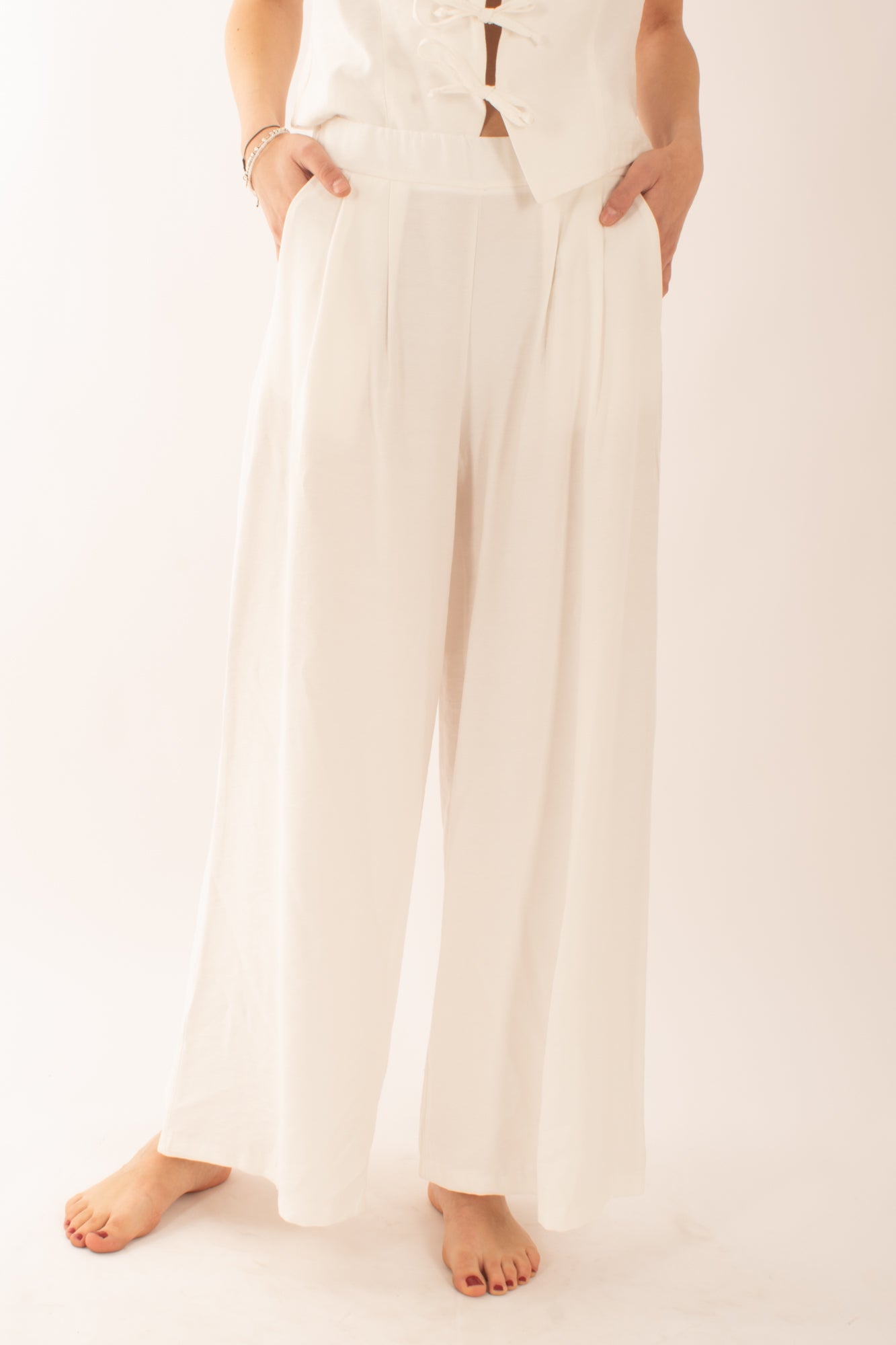 Pantalone mega palazzo da Donna Susy mix - Bianco