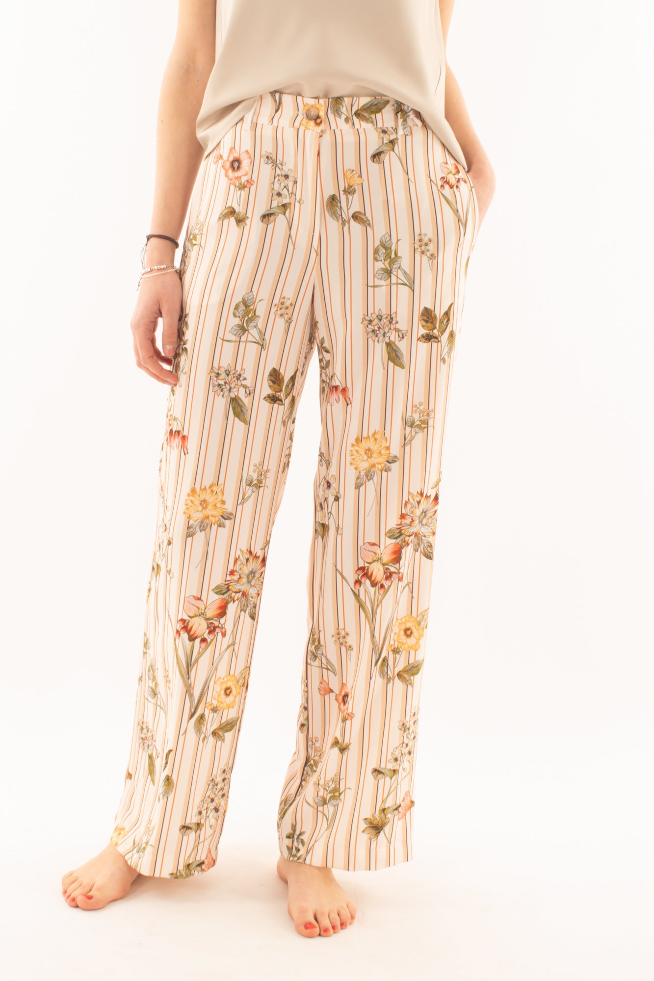 Pantalone a palazzo fantasia da Donna Susy mix - Latte