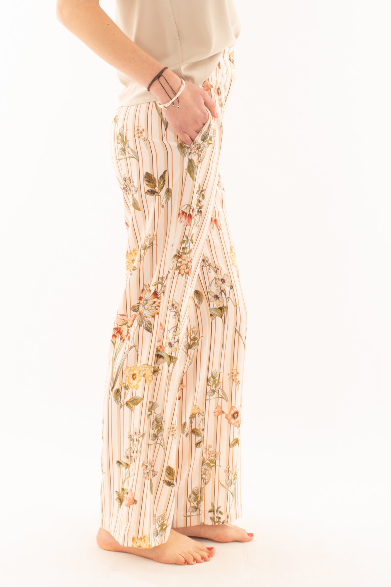 Pantalone a palazzo fantasia da Donna Susy mix - Latte