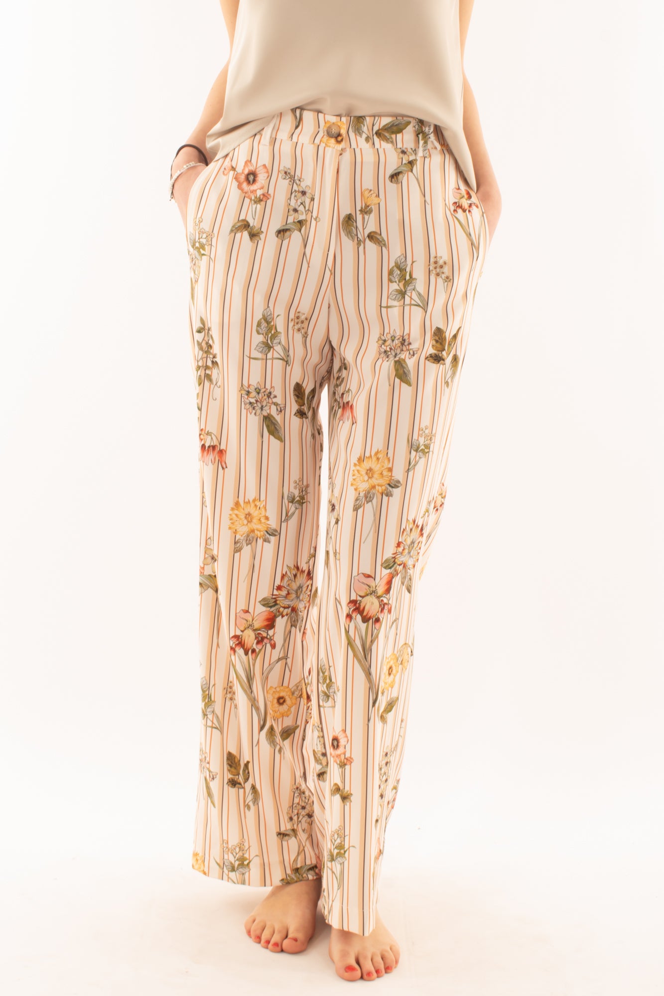 Pantalone a palazzo fantasia da Donna Susy mix - Latte