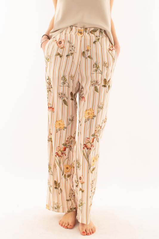 Pantalone a palazzo fantasia da Donna Susy mix - Latte
