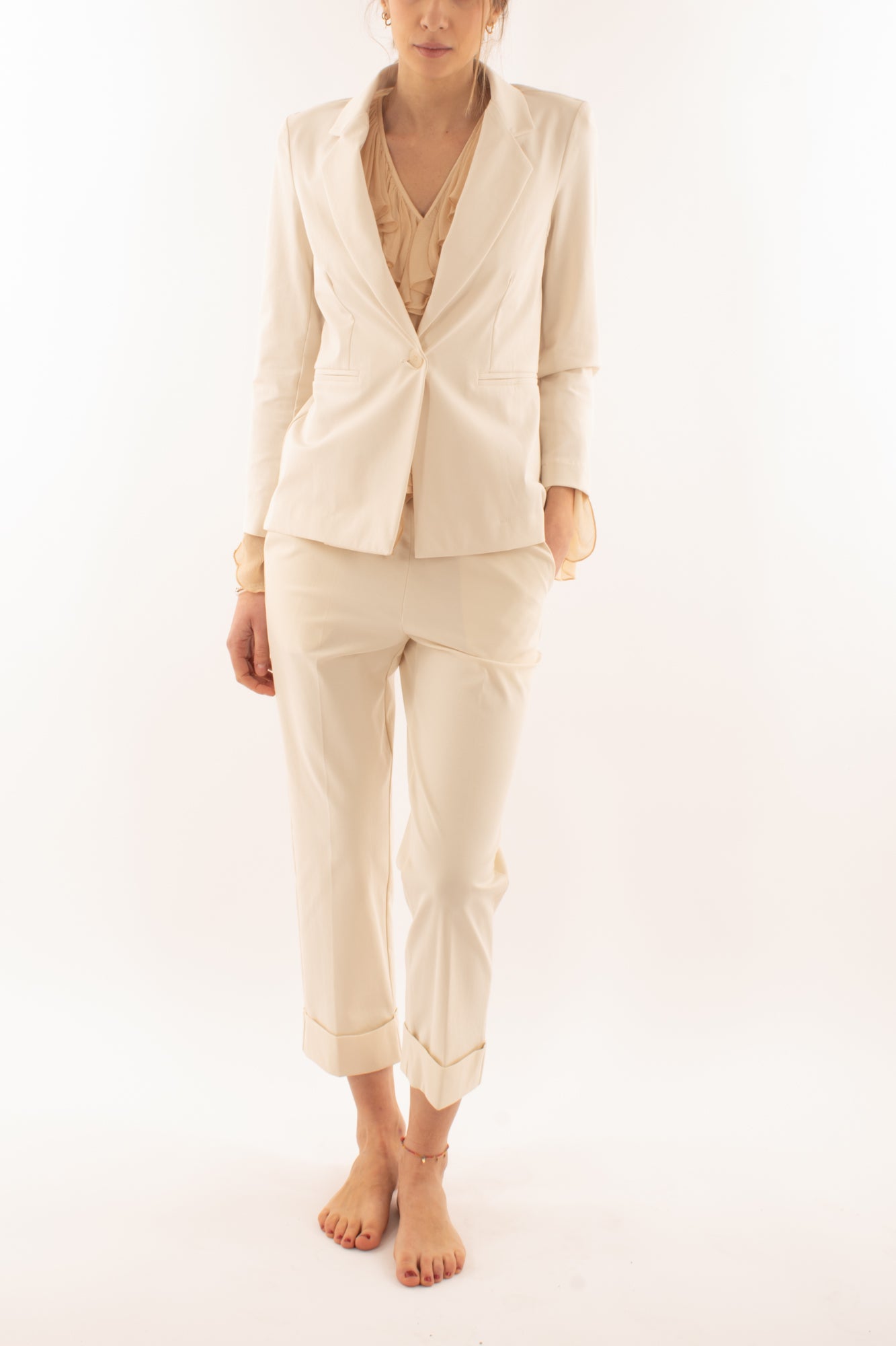 Giacca monopetto da Donna Susy mix - Crema