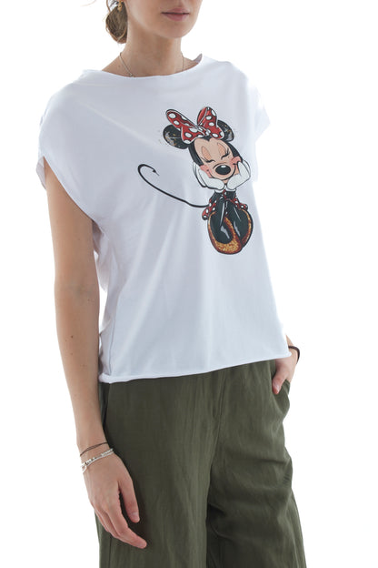 SUSY MIX T-shirt topolina e fiocco da Donna Susy mix - Bianco Bianco