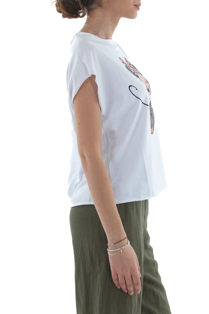 SUSY MIX T-shirt topolina e fiocco da Donna Susy mix - Bianco Bianco