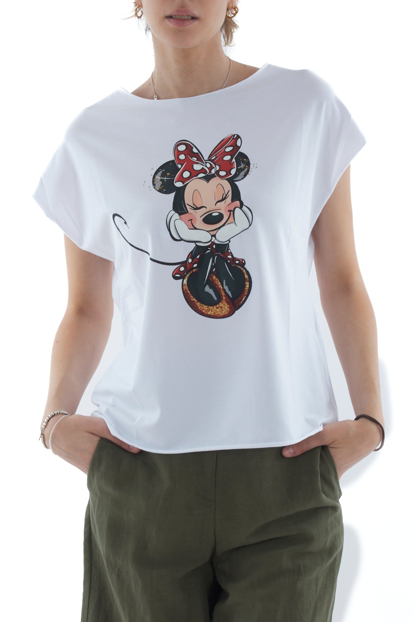 T-shirt topolina e fiocco da Donna Susy mix - Bianco