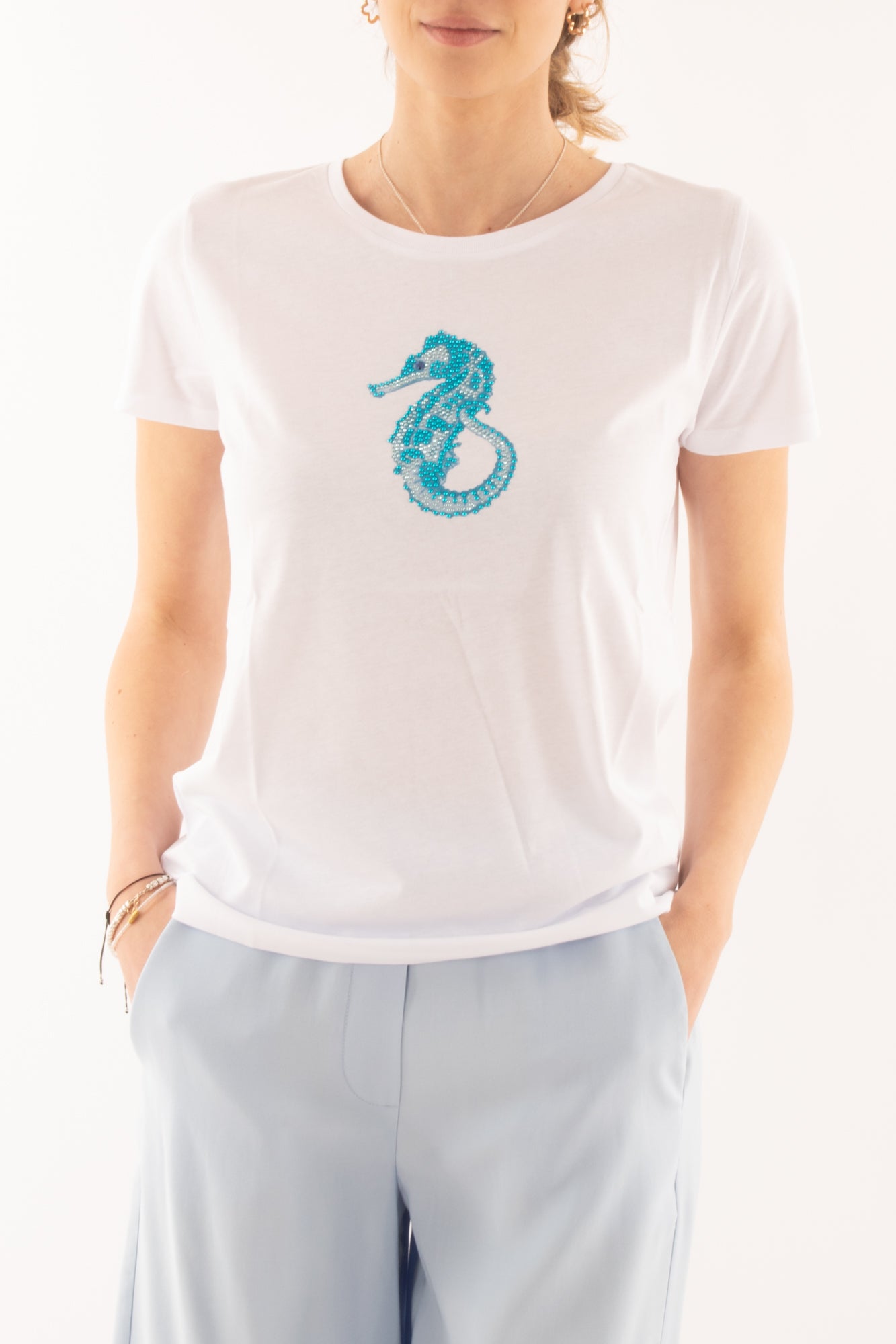 T- shirt cavalluccio da Donna Susy mix - Bianco