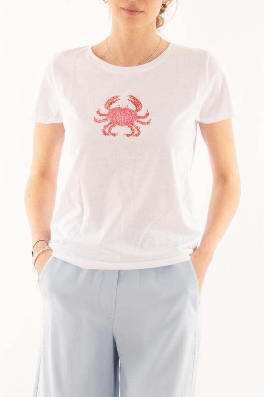 T-shirt con granchio da Donna -Susy mix - Bianco