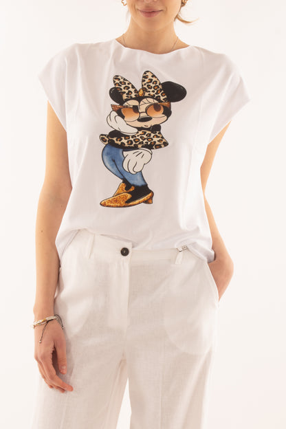 T- shirt topolina da Donna Susy mix - Bianco