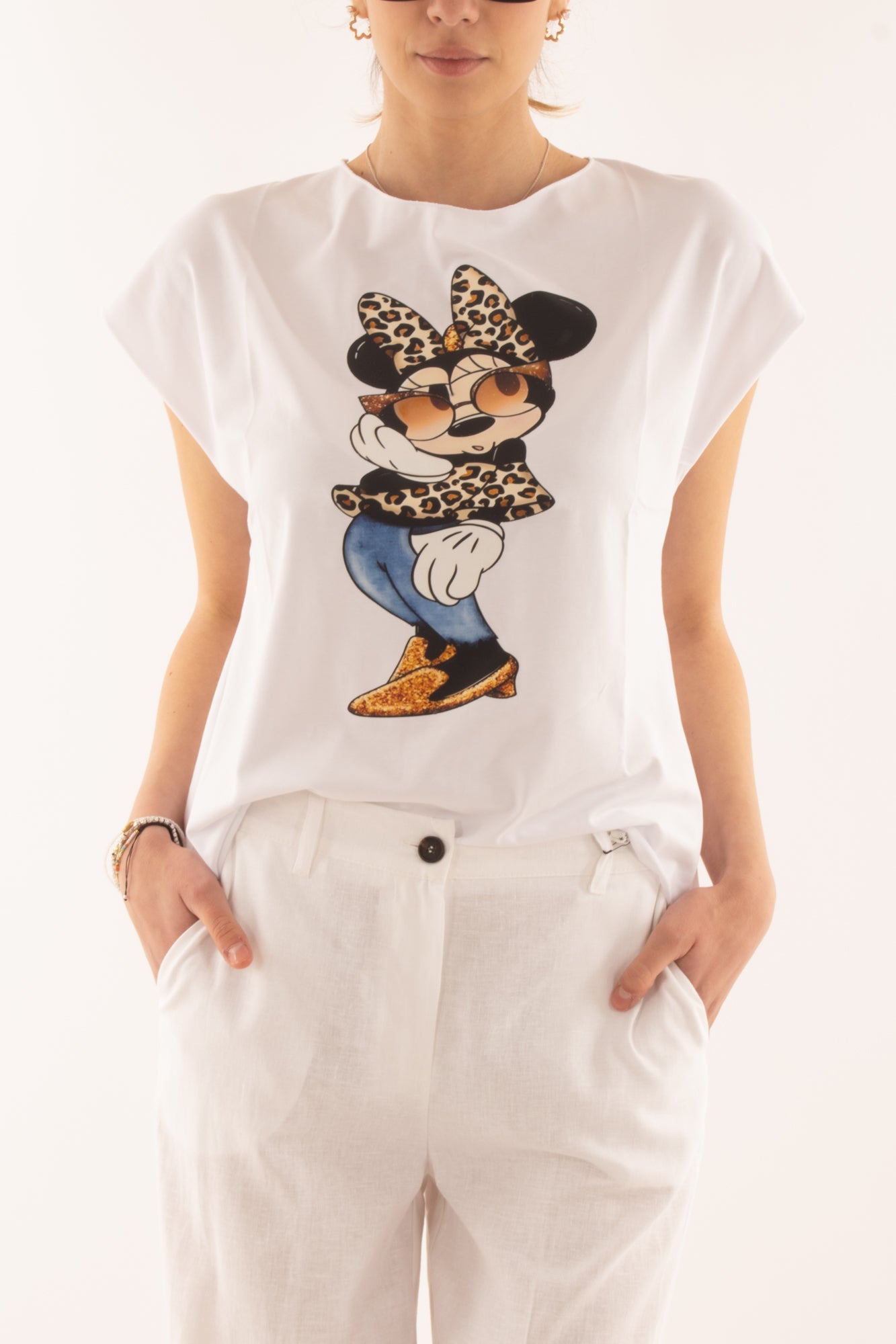 T- shirt topolina da Donna Susy mix - Bianco