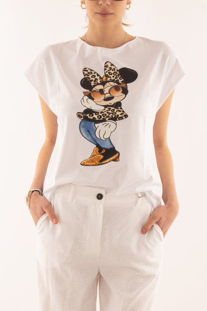 T- shirt topolina da Donna Susy mix - Bianco