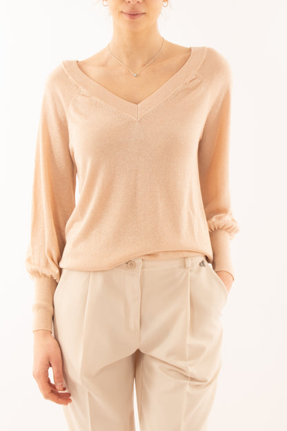 Maglia con collo a v da Donna Susy mix _ Rosa