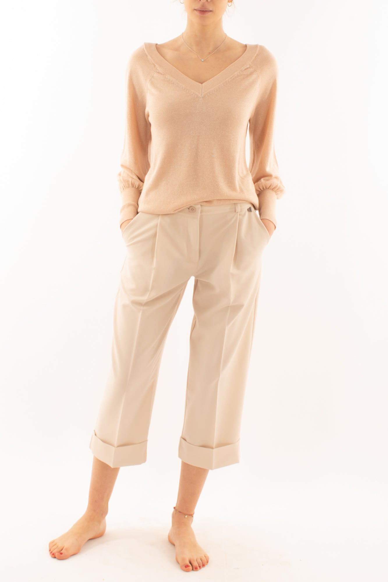 Maglia con collo a v da Donna Susy mix _ Rosa