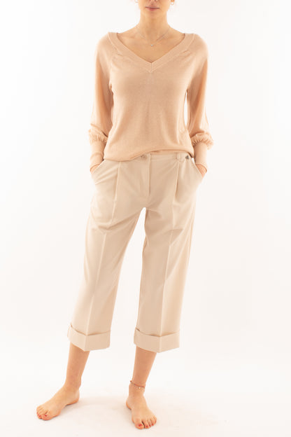 Maglia con collo a v da Donna Susy mix _ Rosa