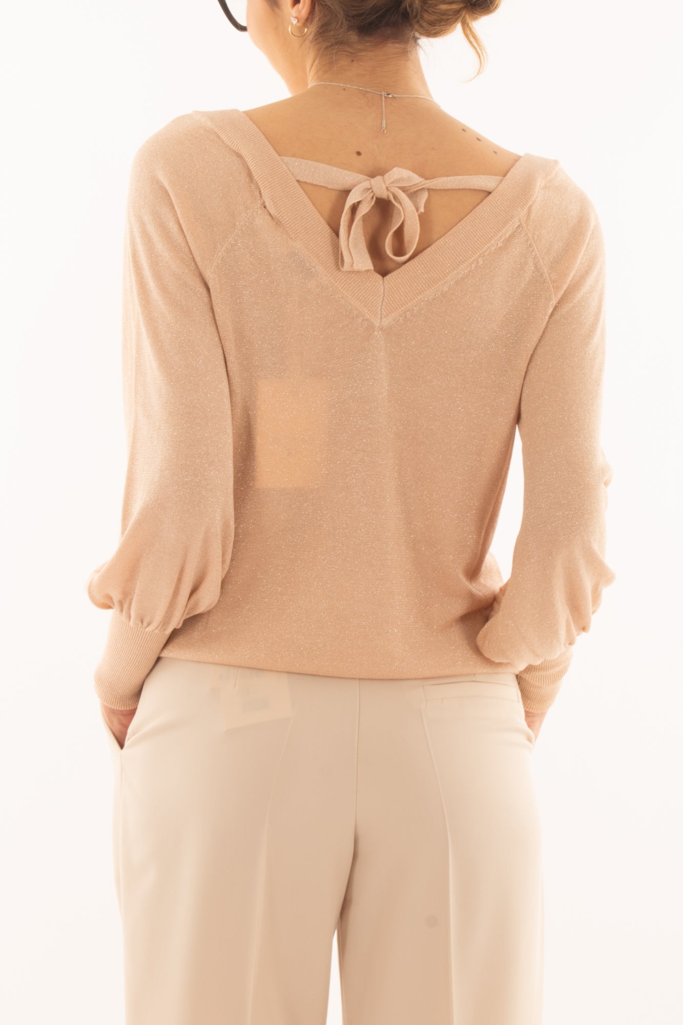 Maglia con collo a v da Donna Susy mix _ Rosa