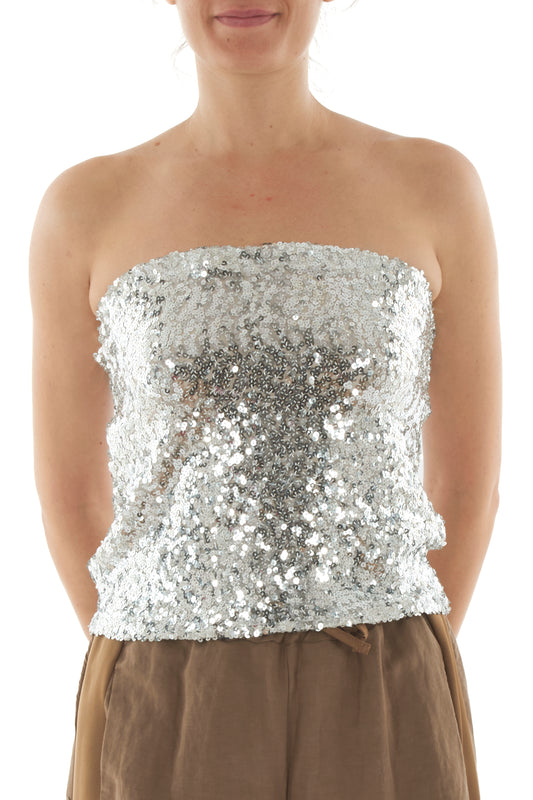 Top a fascia di paillettes da Donna Angela davis - Argento