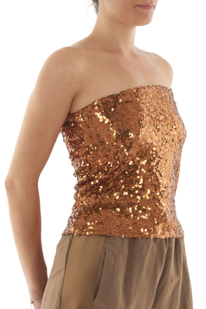 Top a fascia di paillettes da Donna Angela davis - Tabacco