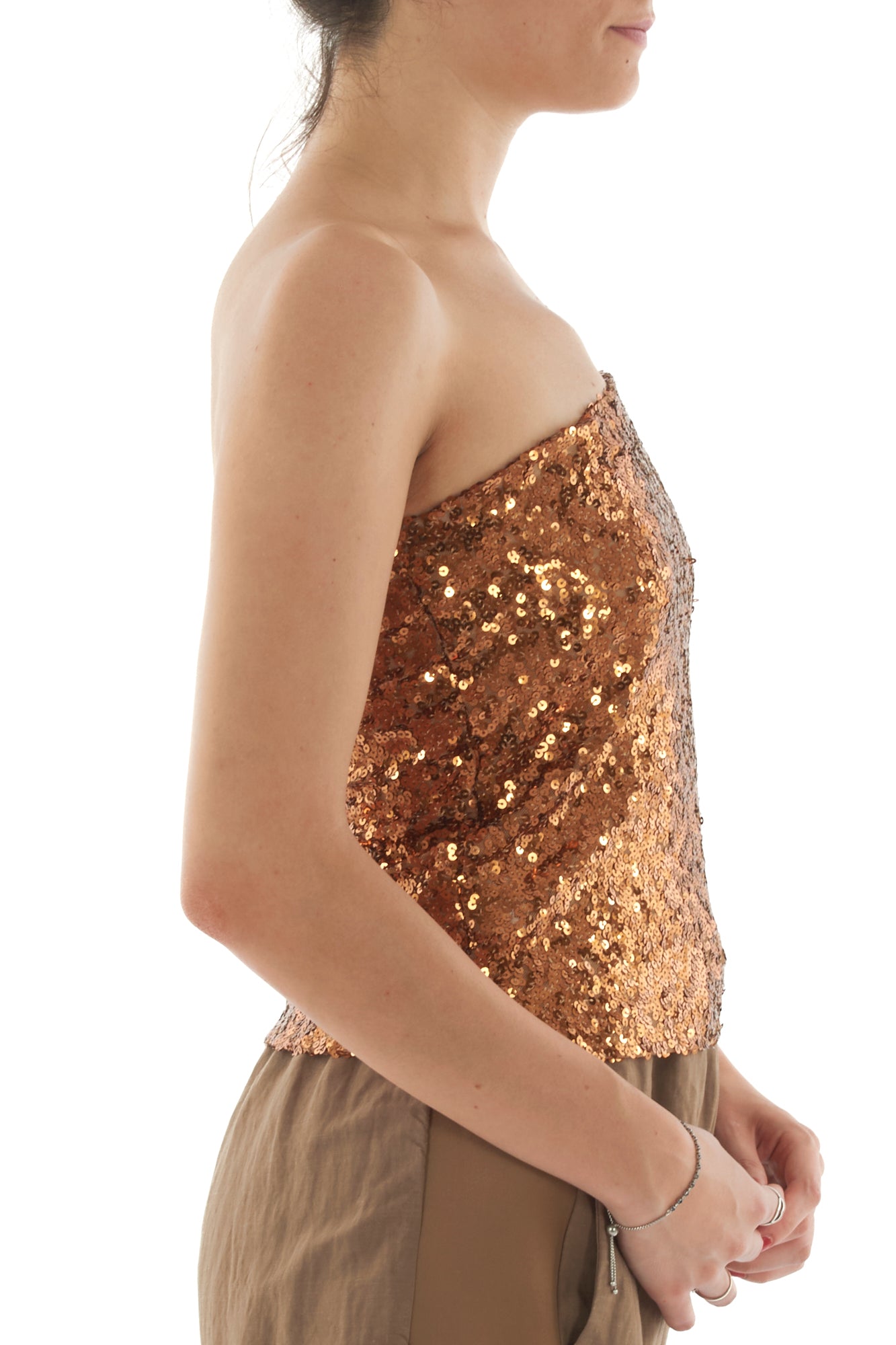 Top a fascia di paillettes da Donna Angela davis - Tabacco
