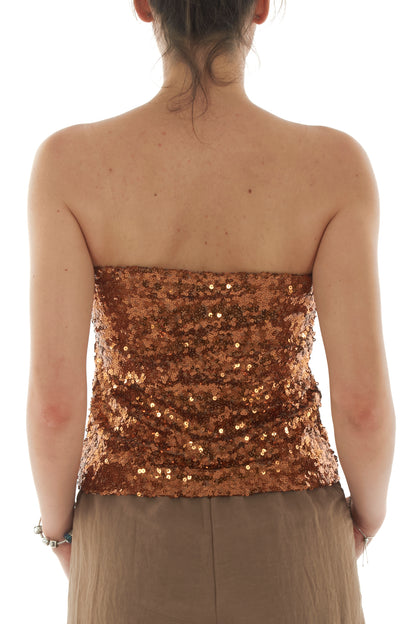 Top a fascia di paillettes da Donna Angela davis - Tabacco
