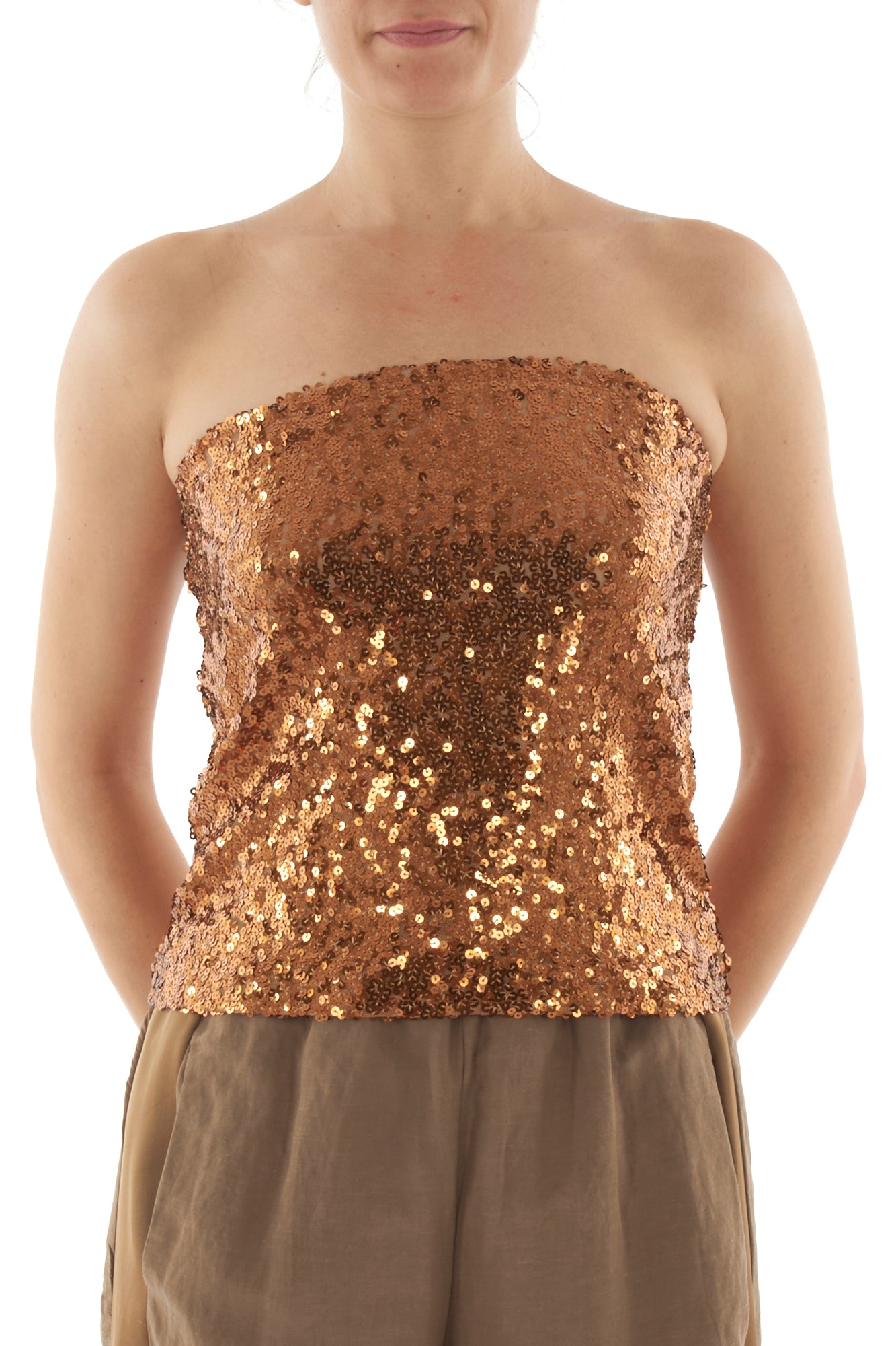 Top a fascia di paillettes da Donna Angela davis - Tabacco