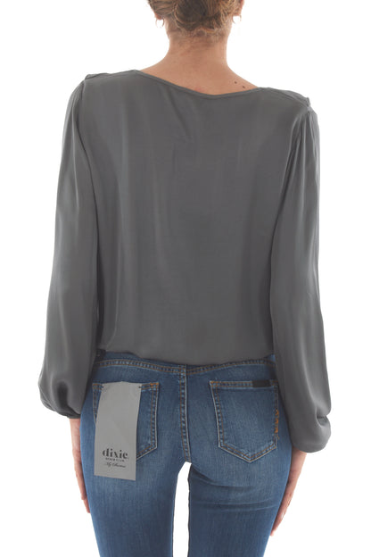 Blusa a v con rouge Dixie - Fumo
