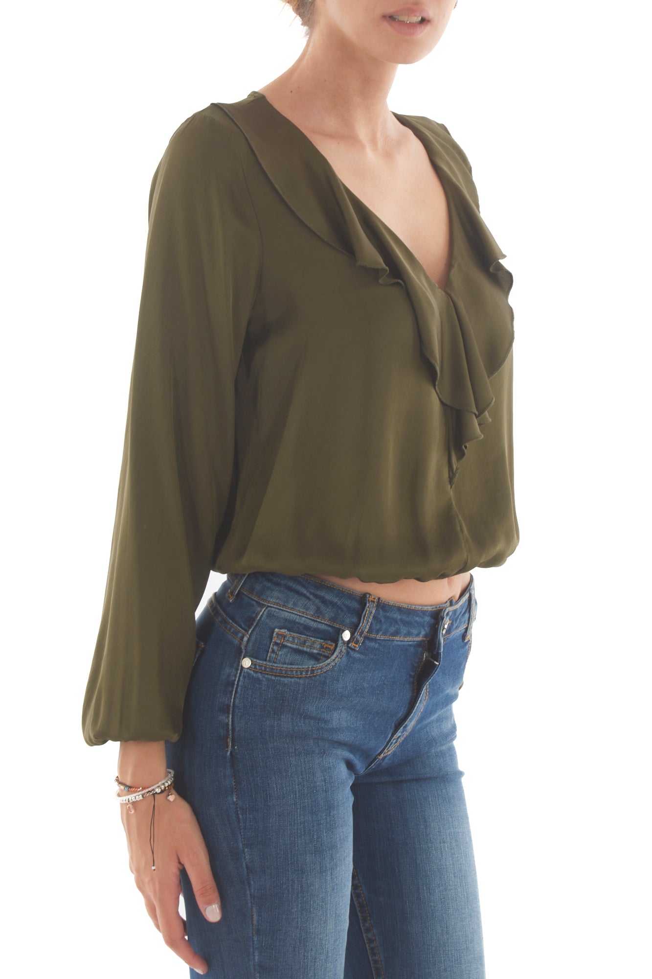 DIXIE Blusa a v con rouge Dixie - Militare Militare