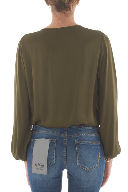 DIXIE Blusa a v con rouge Dixie - Militare Militare