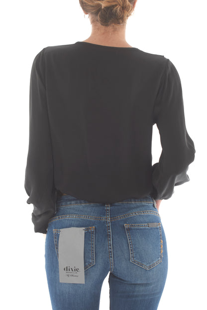 Blusa a v con rouge Dixie - Nero