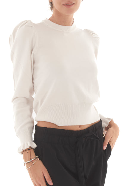 Maglione manica a sbuffo Dixie - Latte