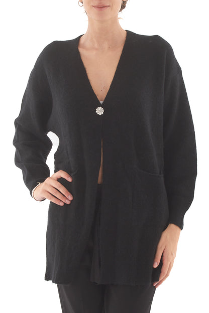 Cardigan bottone gioiello Dixie - Nero