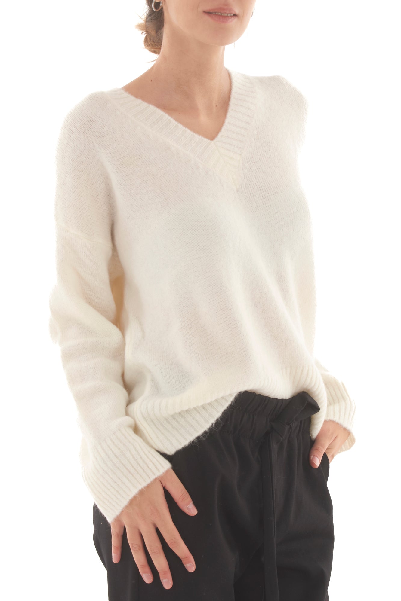 Maglione scollo a V Dixie - Panna