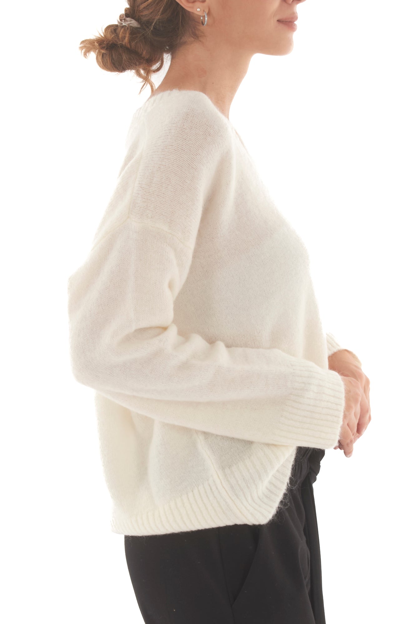 Maglione scollo a V Dixie - Panna