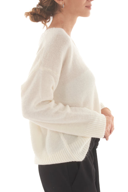 Maglione scollo a V Dixie - Panna