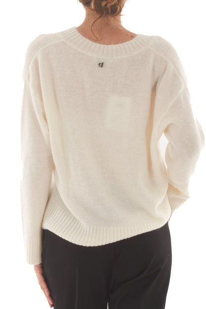 Maglione scollo a V Dixie - Panna