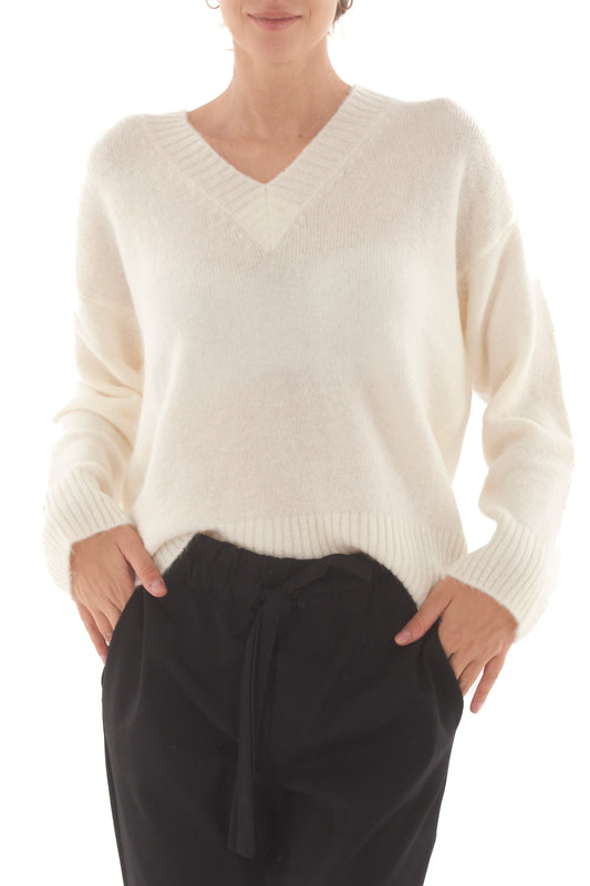 Maglione scollo a V Dixie - Panna