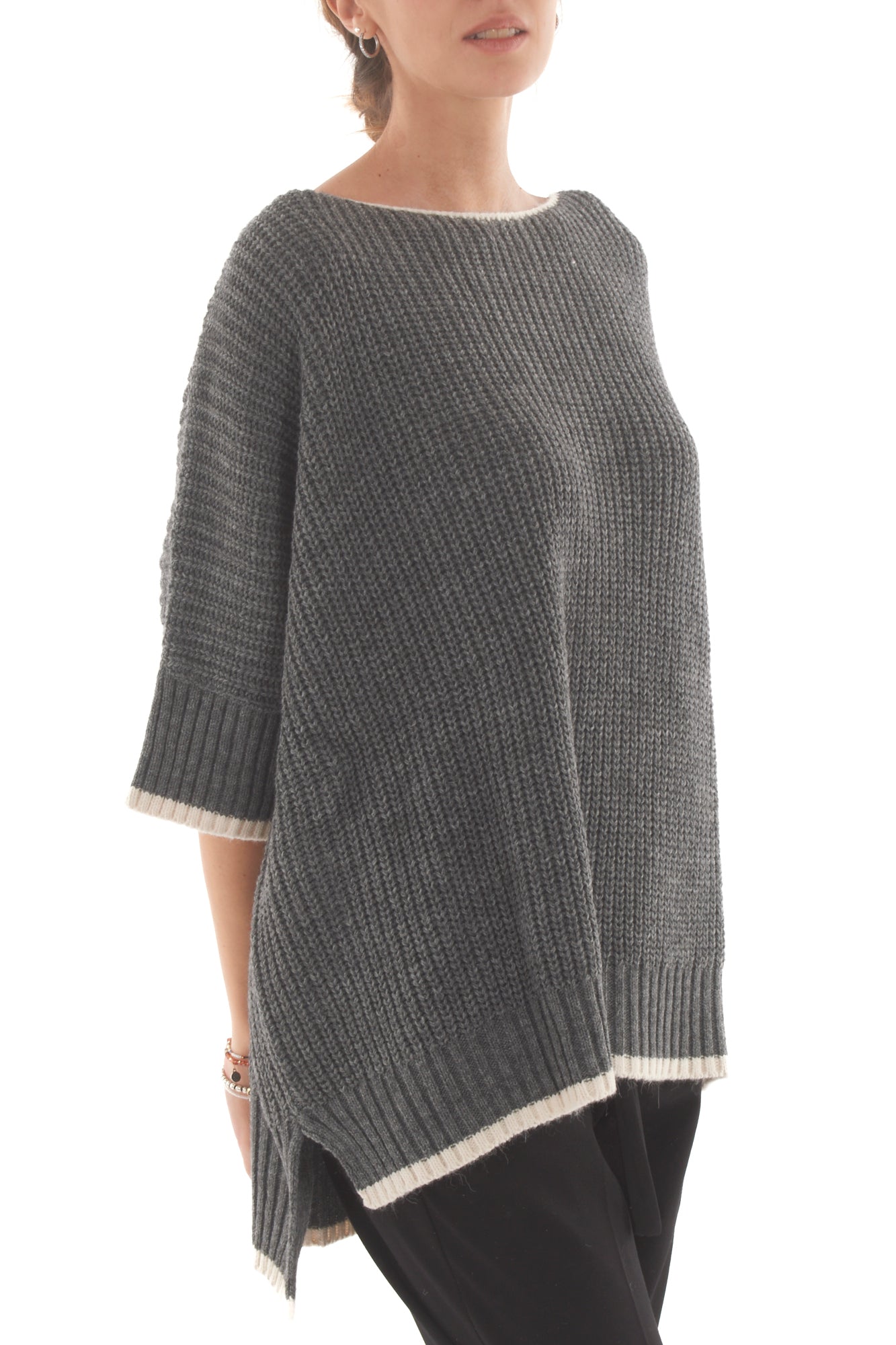 Maglione profili a contrasto Dixie - Grigio