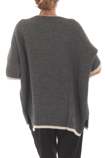 Maglione profili a contrasto Dixie - Grigio