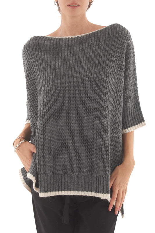 Maglione profili a contrasto Dixie - Grigio