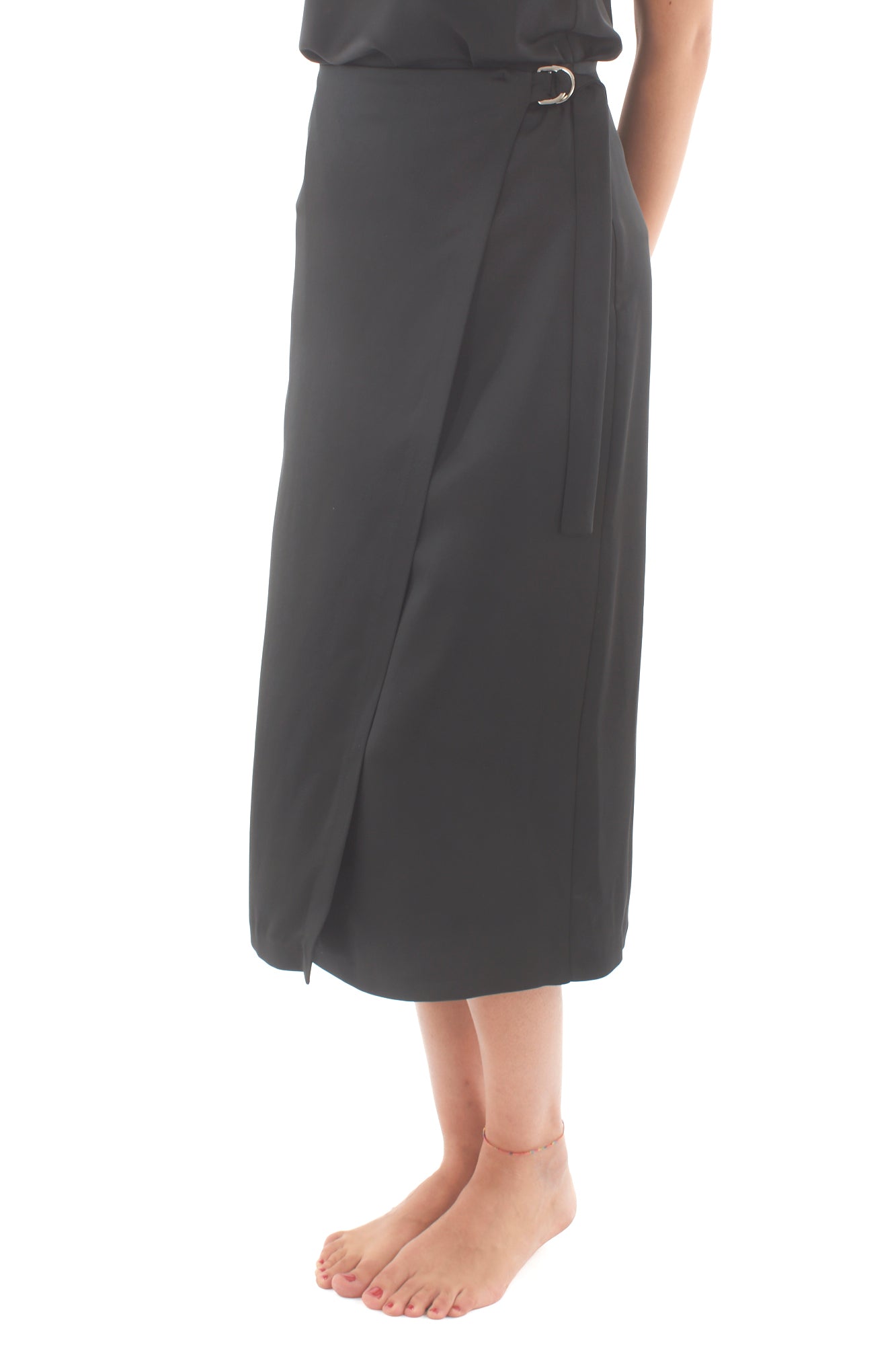 Gonna satin 3/4 a portafoglio Imperial - Nero