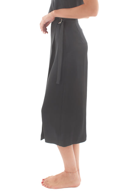 Gonna satin 3/4 a portafoglio Imperial - Nero