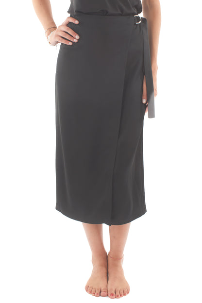 Gonna satin 3/4 a portafoglio Imperial - Nero