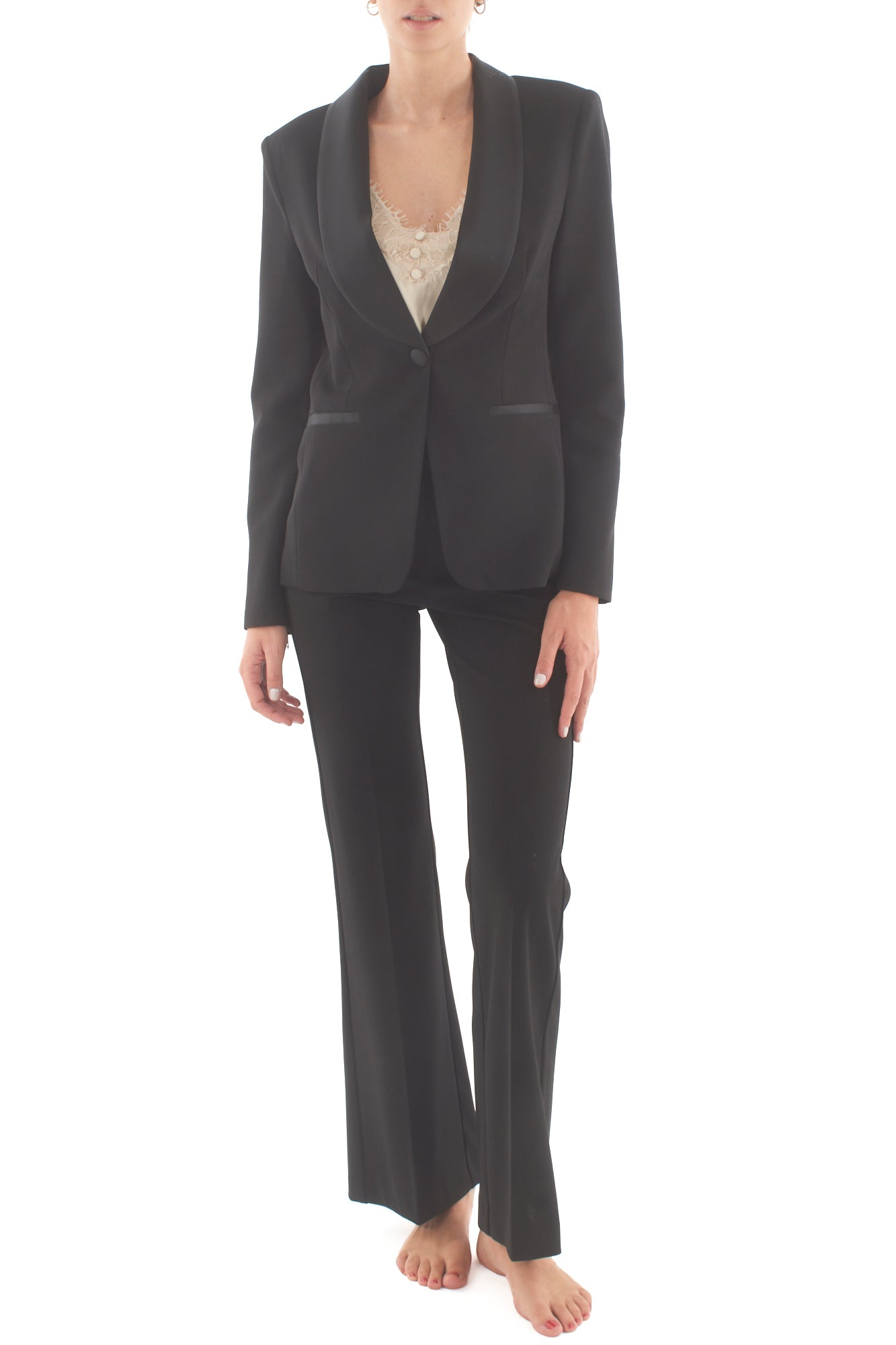 Giacca con profili raso Imperial- Nero