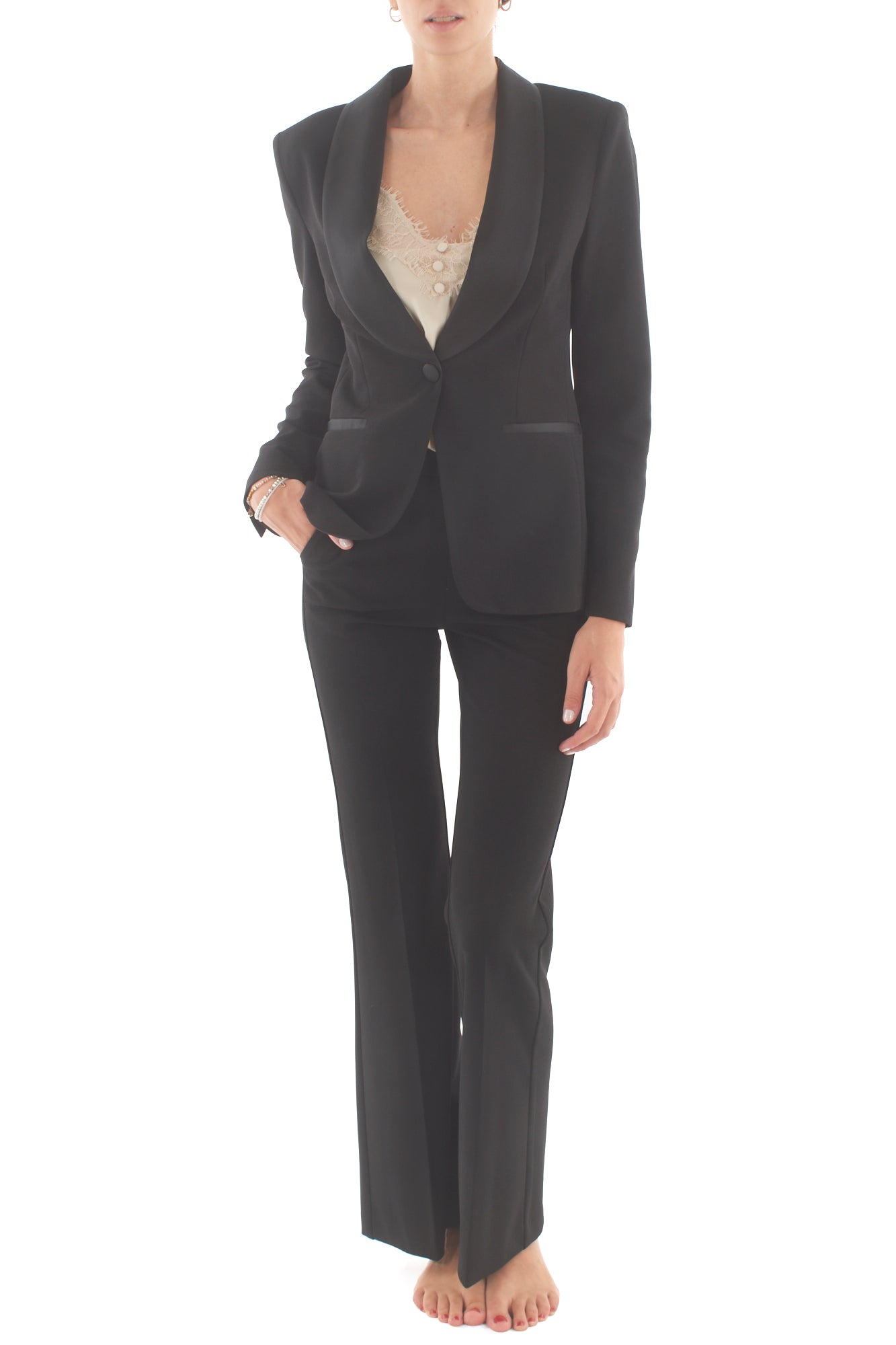 Giacca con profili raso Imperial- Nero