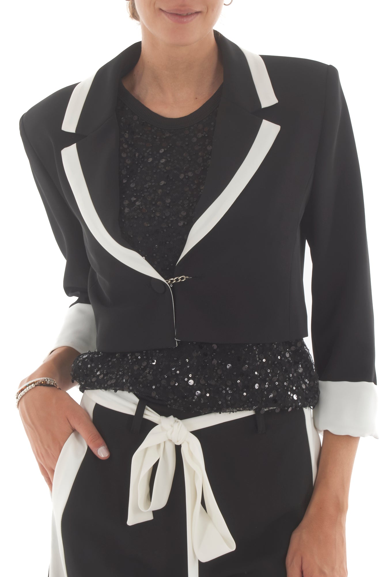 Giacca corta con profili Imperial - Nero