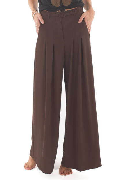 Pantalone a palazzo con pieghe Imperial - Ebano