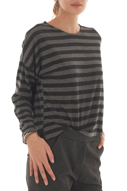 Maglia rigata con lurex Metoo- Nero