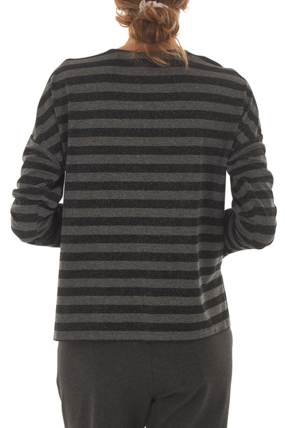 Maglia rigata con lurex Metoo- Nero